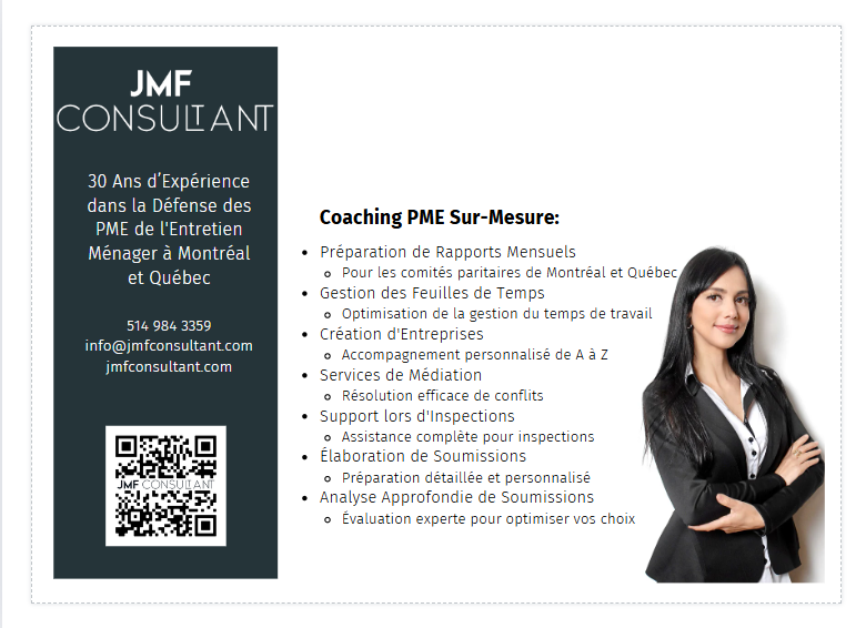 Folleto con servicios y datos de contacto.