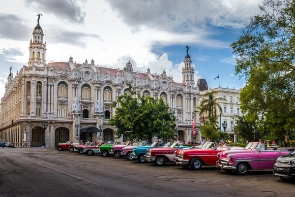 Vintage cars and Gran Teatro in Havana, Cuba